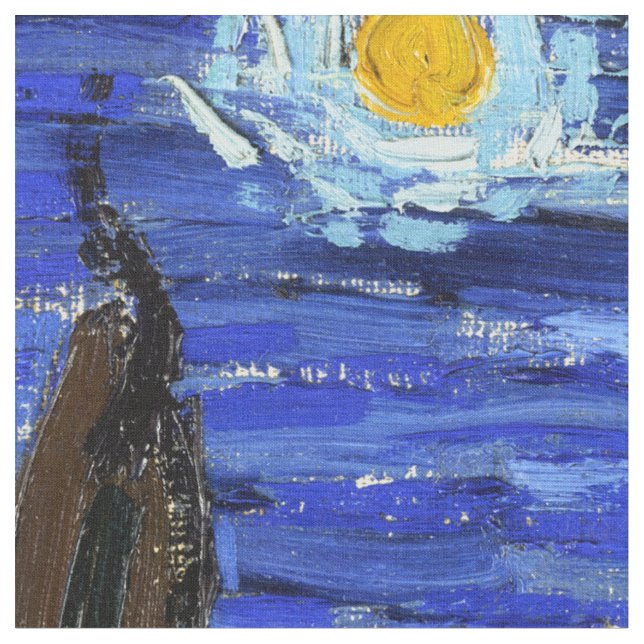Starry Night Van Gogh Imopressionism Fabric (Close Up)