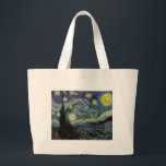 Starry Night - van Gogh Large Tote Bag<br><div class="desc">From the miner's lamp of Nuenen to the one he placed on his window-sill following the scene with Gauguin; from the evening star he noted in 1875 in Corot Olive Orchard to the letter he wrote to his brother in August 1888, in which he said: "Some day or other you...</div>