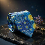 Starry Night Van Gogh Masterpiece Pattern Tie<br><div class="desc">Wear art history around your neck with this breathtaking necktie inspired by Vincent van Gogh’s legendary “The Starry Night”. The iconic swirling night sky in rich midnight blues, vibrant yellow crescent moon and twinkling stars, dramatic cypress tree silhouette and expressive brushstrokes are faithfully reproduced in a full-pattern design that captures...</div>