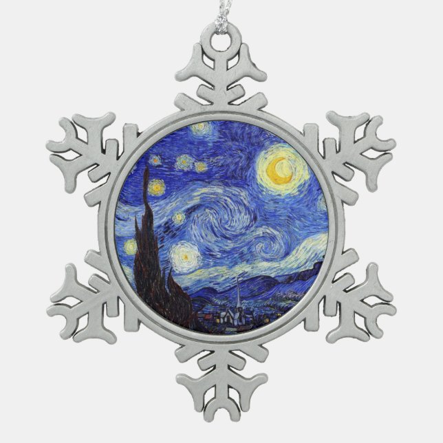 Starry Night Van Gogh Snowflake Ornament (Front)