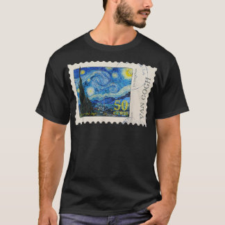 Starry Night Van Gogh stamp sunflowers  T-Shirt