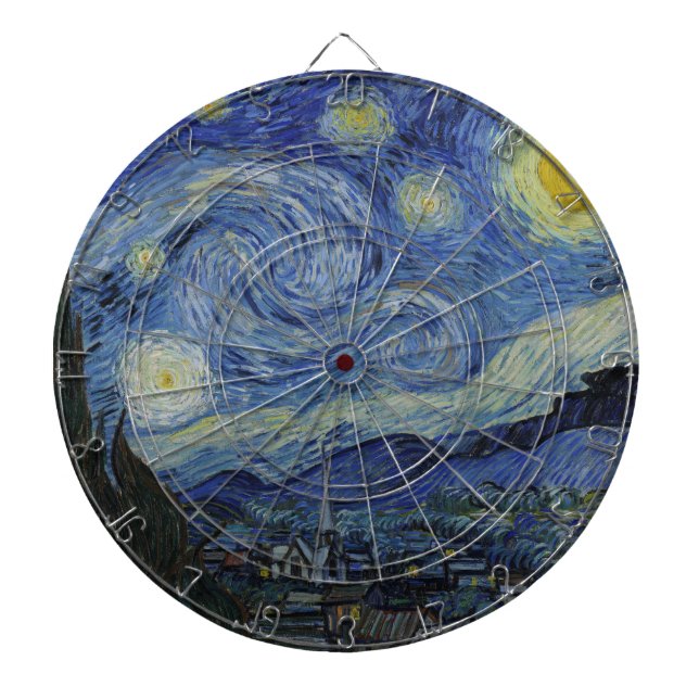 Starry Night & Van Gogh / vintage art Dartboard (Front)
