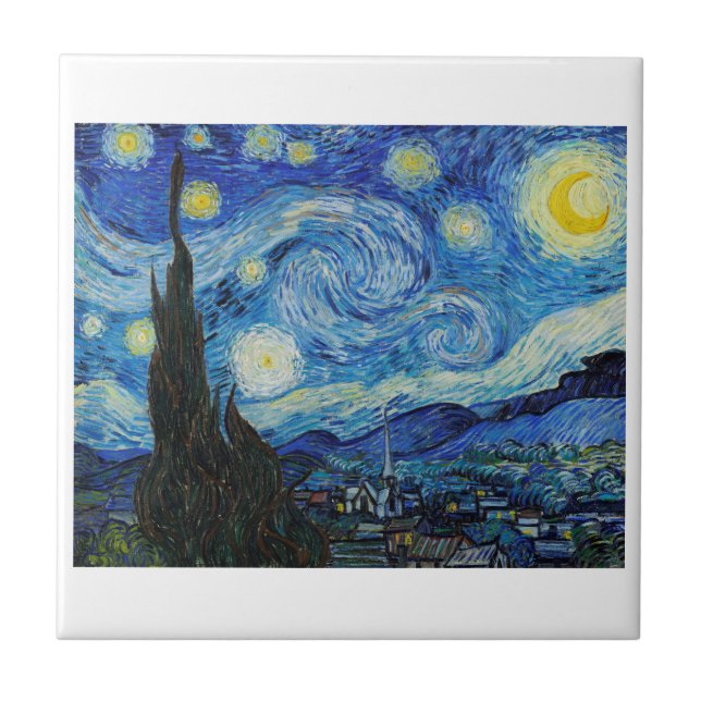"STARRY NIGHT" VINCENT VAN GOGH ART CERAMIC TILE (Front)
