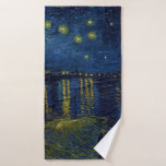 Starry Night, Vincent van Gogh Bath Towel<br><div class="desc">Vincent Willem van Gogh (30 March 1853 – 29 July 1890) was a Dutch post-impressionist painter who is among the most famous and influential figures in the history of Western art. In just over a decade, he created about 2, 100 artworks, including around 860 oil paintings, most of which date...</div>
