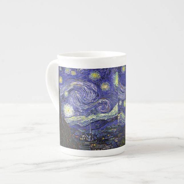 Starry Night, Vincent Van Gogh. Bone China Mug (Front Left)
