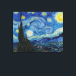 Starry Night | Vincent Van Gogh Canvas Print<br><div class="desc">Starry Night (1889) by Dutch artist Vincent Van Gogh. Original artwork is an oil on canvas depicting an energetic post-impressionist night sky in moody shades of blue and yellow. 

Use the design tools to add custom text or personalize the image.</div>
