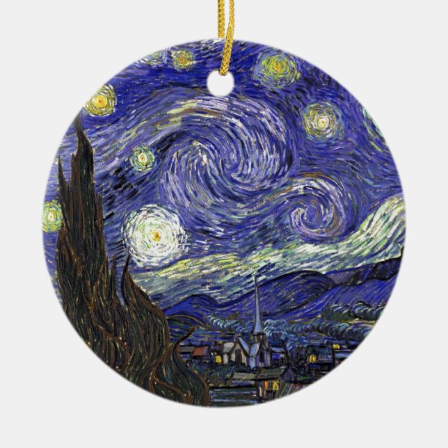 Starry Night, Vincent Van Gogh. Ceramic Ornament (Front)