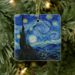 Starry Night | Vincent Van Gogh Ceramic Ornament<br><div class="desc">Starry Night (1889) by Dutch artist Vincent Van Gogh. Original artwork is an oil on canvas depicting an energetic post-impressionist night sky in moody shades of blue and yellow. 

Use the design tools to add custom text or personalize the image.</div>