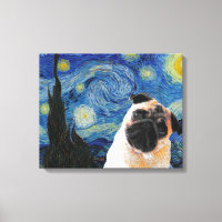 Starry Night Vincent Van Gogh Cute Pug Dog
