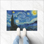 Starry Night | Vincent Van Gogh Doormat<br><div class="desc">Starry Night (1889) by Dutch artist Vincent Van Gogh. Original artwork is an oil on canvas depicting an energetic post-impressionist night sky in moody shades of blue and yellow. 

Use the design tools to add custom text or personalize the image.</div>