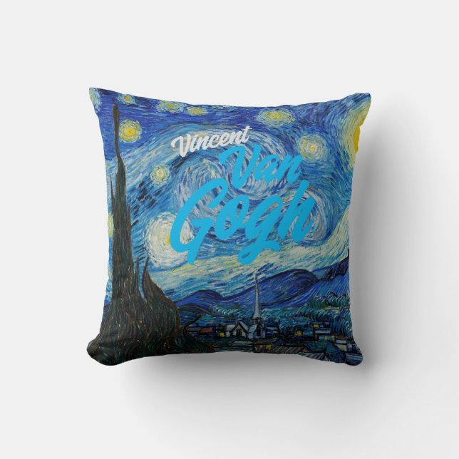 Starry night Vincent van Gogh famous painting Throw Pillow (Front)