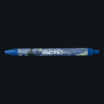 Starry Night Vincent van Gogh Fine Art Painting Black Ink Pen<br><div class="desc">Vincent van Gogh (Dutch, 1853 - 1890) Starry Night, 1889, Oil on canvas Unframed: 73 × 92 cm (28.7 × 36.2 in) This painting depicts the view from the east facing window of Van Gogh's asylum room at Saint-Rémy-de-Provence, he added an idealized village. It has been in the permanent collection...</div>