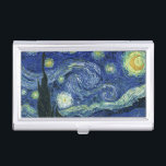 Starry Night Vincent van Gogh Fine Art Painting Business Card Holder<br><div class="desc">Vincent van Gogh (Dutch, 1853 - 1890) Starry Night, 1889, Oil on canvas Unframed: 73 × 92 cm (28.7 × 36.2 in) This painting depicts the view from the east facing window of Van Gogh's asylum room at Saint-Rémy-de-Provence, he added an idealized village. It has been in the permanent collection...</div>