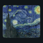 Starry Night Vincent van Gogh Fine Art Painting Cu Cutting Board<br><div class="desc">Vincent van Gogh (Dutch, 1853 - 1890) Starry Night, 1889, Oil on canvas Unframed: 73 × 92 cm (28.7 × 36.2 in) This painting depicts the view from the east facing window of Van Gogh's asylum room at Saint-Rémy-de-Provence, he added an idealized village. It has been in the permanent collection...</div>
