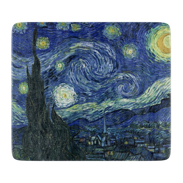 Starry Night Vincent van Gogh Fine Art Painting Cu Cutting Board (Front)