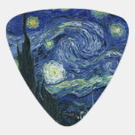 Starry Night Vincent van Gogh Fine Art Painting Guitar Pick<br><div class="desc">Vincent van Gogh (Dutch, 1853 - 1890) Starry Night, 1889, Oil on canvas Unframed: 73 × 92 cm (28.7 × 36.2 in) This painting depicts the view from the east facing window of Van Gogh's asylum room at Saint-Rémy-de-Provence, he added an idealized village. It has been in the permanent collection...</div>