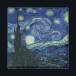 Starry Night Vincent van Gogh Fine Art Painting Magnet<br><div class="desc">Vincent van Gogh (Dutch, 1853 - 1890) Starry Night, 1889, Oil on canvas Unframed: 73 × 92 cm (28.7 × 36.2 in) This painting depicts the view from the east facing window of Van Gogh's asylum room at Saint-Rémy-de-Provence, he added an idealized village. It has been in the permanent collection...</div>