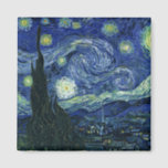 Starry Night Vincent van Gogh Fine Art Painting Magnet<br><div class="desc">Vincent van Gogh (Dutch, 1853 - 1890) Starry Night, 1889, Oil on canvas Unframed: 73 × 92 cm (28.7 × 36.2 in) This painting depicts the view from the east facing window of Van Gogh's asylum room at Saint-Rémy-de-Provence, he added an idealized village. It has been in the permanent collection...</div>