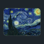 Starry Night Vincent van Gogh Fine Art Painting Magnet<br><div class="desc">Vincent van Gogh (Dutch, 1853 - 1890) Starry Night, 1889, Oil on canvas Unframed: 73 × 92 cm (28.7 × 36.2 in) This painting depicts the view from the east facing window of Van Gogh's asylum room at Saint-Rémy-de-Provence, he added an idealized village. It has been in the permanent collection...</div>