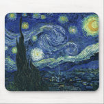Starry Night Vincent van Gogh Fine Art Painting Mouse Pad<br><div class="desc">Vincent van Gogh (Dutch, 1853 - 1890) Starry Night, 1889, Oil on canvas Unframed: 73 × 92 cm (28.7 × 36.2 in) This painting depicts the view from the east facing window of Van Gogh's asylum room at Saint-Rémy-de-Provence, he added an idealized village. It has been in the permanent collection...</div>