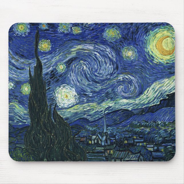 Starry Night Vincent van Gogh Fine Art Painting Mouse Pad (Front)