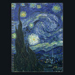 Starry Night Vincent van Gogh Fine Art Painting Notebook<br><div class="desc">Vincent van Gogh (Dutch, 1853 - 1890) Starry Night, 1889, Oil on canvas Unframed: 73 × 92 cm (28.7 × 36.2 in) This painting depicts the view from the east facing window of Van Gogh's asylum room at Saint-Rémy-de-Provence, he added an idealized village. It has been in the permanent collection...</div>
