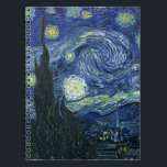 Starry Night Vincent van Gogh Fine Art Painting Notebook<br><div class="desc">Vincent van Gogh (Dutch, 1853 - 1890) Starry Night, 1889, Oil on canvas Unframed: 73 × 92 cm (28.7 × 36.2 in) This painting depicts the view from the east facing window of Van Gogh's asylum room at Saint-Rémy-de-Provence, he added an idealized village. It has been in the permanent collection...</div>