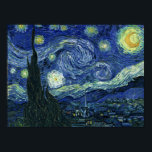 Starry Night Vincent van Gogh Fine Art Painting Poster<br><div class="desc">Vincent van Gogh (Dutch, 1853 - 1890) Starry Night, 1889, Oil on canvas Unframed: 73 × 92 cm (28.7 × 36.2 in) This painting depicts the view from the east facing window of Van Gogh's asylum room at Saint-Rémy-de-Provence, he added an idealized village. It has been in the permanent collection...</div>