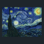 Starry Night Vincent van Gogh Fine Art Painting Poster<br><div class="desc">Vincent van Gogh (Dutch, 1853 - 1890) Starry Night, 1889, Oil on canvas Unframed: 73 × 92 cm (28.7 × 36.2 in) This painting depicts the view from the east facing window of Van Gogh's asylum room at Saint-Rémy-de-Provence, he added an idealized village. It has been in the permanent collection...</div>