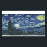 Starry Night Vincent van Gogh Fine Art Painting Sticker<br><div class="desc">Vincent van Gogh (Dutch, 1853 - 1890) Starry Night, 1889, Oil on canvas Unframed: 73 × 92 cm (28.7 × 36.2 in) This painting depicts the view from the east facing window of Van Gogh's asylum room at Saint-Rémy-de-Provence, he added an idealized village. It has been in the permanent collection...</div>