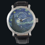 Starry Night Vincent van Gogh Fine Art Painting Watch<br><div class="desc">Vincent van Gogh (Dutch, 1853 - 1890) Starry Night, 1889, Oil on canvas Unframed: 73 × 92 cm (28.7 × 36.2 in) This painting depicts the view from the east facing window of Van Gogh's asylum room at Saint-Rémy-de-Provence, he added an idealized village. It has been in the permanent collection...</div>