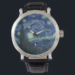 Starry Night Vincent van Gogh Fine Art Painting Watch<br><div class="desc">Vincent van Gogh (Dutch, 1853 - 1890) Starry Night, 1889, Oil on canvas Unframed: 73 × 92 cm (28.7 × 36.2 in) This painting depicts the view from the east facing window of Van Gogh's asylum room at Saint-Rémy-de-Provence, he added an idealized village. It has been in the permanent collection...</div>