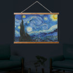 Starry Night | Vincent Van Gogh Hanging Tapestry<br><div class="desc">Starry Night (1889) by Dutch artist Vincent Van Gogh. Original artwork is an oil on canvas depicting an energetic post-impressionist night sky in moody shades of blue and yellow. 

Use the design tools to add custom text or personalize the image.</div>