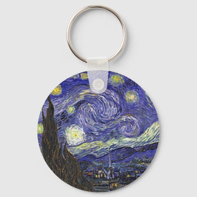 Starry Night, Vincent Van Gogh. Keychain (Front)
