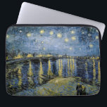 Starry Night Vincent van Gogh Laptop Sleeve<br><div class="desc">Thatched Cottages at Cordeville. Vincent Willem van Gogh. Night landscape in dark blue and yellow tones. There is a bridge across the river. In the foreground, a man and a woman are walking along the embankment. The stars are shining in the sky. Reproduction of famous works of art images in...</div>