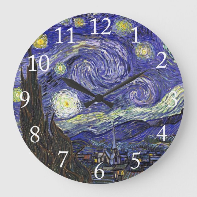Starry Night, Vincent Van Gogh. Large Clock (Front)