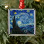 Starry Night | Vincent van Gogh Metal Ornament<br><div class="desc">Starry Night (1889) by Dutch artist Vincent Van Gogh. Original artwork is an oil on canvas depicting an energetic post-impressionist night sky in moody shades of blue and yellow. 

Use the design tools to add custom text or personalize the image.</div>