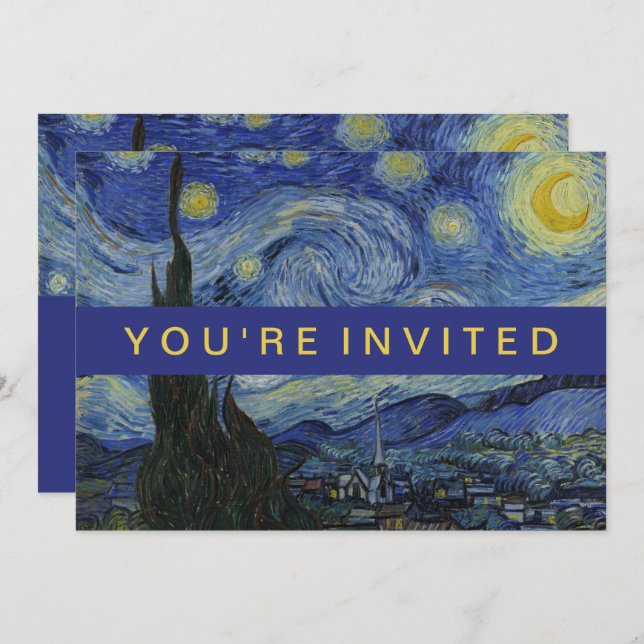 Starry Night Vincent van Gogh Painting Invitation (Front/Back)