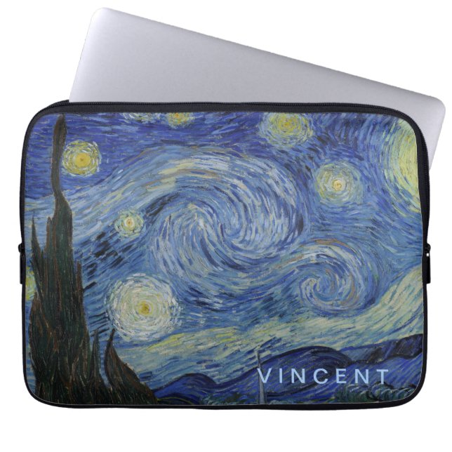 Starry Night Vincent van Gogh Personalized Laptop Sleeve (Front)