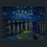 Starry Night, Vincent van Gogh Poster<br><div class="desc">Vincent Willem van Gogh (30 March 1853 – 29 July 1890) was a Dutch post-impressionist painter who is among the most famous and influential figures in the history of Western art. In just over a decade, he created about 2, 100 artworks, including around 860 oil paintings, most of which date...</div>