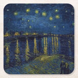 Starry Night, Vincent van Gogh Square Paper Coaster