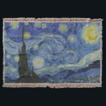 Starry Night Vincent van Gogh Throw Blanket<br><div class="desc">This beautiful, fine art design shows Dutch post-Impressionist painter Vincent van Gogh's famous painting, "The Starry Night." Painted during his stay at the Saint Remy asylum in the 1880's, van Gogh depicted the rolling hills and cypress trees he saw from his window. He also added the village, which he could...</div>