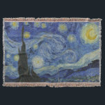 Starry Night Vincent van Gogh Throw Blanket<br><div class="desc">This beautiful, fine art design shows Dutch post-Impressionist painter Vincent van Gogh's famous painting, "The Starry Night." Painted during his stay at the Saint Remy asylum in the 1880's, van Gogh depicted the rolling hills and cypress trees he saw from his window. He also added the village, which he could...</div>