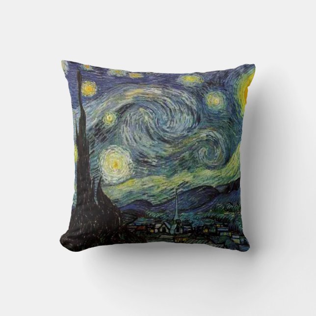 Starry Night, Vincent Van Gogh. Throw Pillow (Front)
