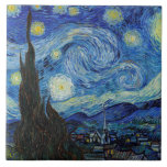 Starry Night, Vincent van Gogh Tile<br><div class="desc">Vincent Willem van Gogh (30 March 1853 – 29 July 1890) was a Dutch post-impressionist painter who is among the most famous and influential figures in the history of Western art. In just over a decade, he created about 2, 100 artworks, including around 860 oil paintings, most of which date...</div>