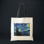 Starry Night, Vincent van Gogh Tote Bag<br><div class="desc">Vincent Willem van Gogh (30 March 1853 – 29 July 1890) was a Dutch post-impressionist painter who is among the most famous and influential figures in the history of Western art. In just over a decade, he created about 2, 100 artworks, including around 860 oil paintings, most of which date...</div>