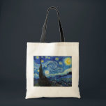 Starry Night, Vincent van Gogh Tote Bag<br><div class="desc">Vincent Willem van Gogh (30 March 1853 – 29 July 1890) was a Dutch post-impressionist painter who is among the most famous and influential figures in the history of Western art. In just over a decade, he created about 2, 100 artworks, including around 860 oil paintings, most of which date...</div>