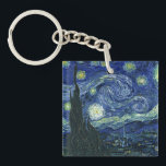 Starry Night Vincent van Gogh Vintage Painting Art Keychain<br><div class="desc">Vincent van Gogh (Dutch, 1853 - 1890) Starry Night, 1889, Oil on canvas Unframed: 73 × 92 cm (28.7 × 36.2 in) This painting depicts the view from the east facing window of Van Gogh's asylum room at Saint-Rémy-de-Provence, he added an idealized village. It has been in the permanent collection...</div>