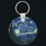 Starry Night Vincent van Gogh Vintage Painting Art Keychain<br><div class="desc">Vincent van Gogh (Dutch, 1853 - 1890) Starry Night, 1889, Oil on canvas Unframed: 73 × 92 cm (28.7 × 36.2 in) This painting depicts the view from the east facing window of Van Gogh's asylum room at Saint-Rémy-de-Provence, he added an idealized village. It has been in the permanent collection...</div>