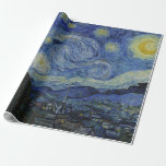 Starry Night Vincent van Gogh Wrapping Paper<br><div class="desc">This beautiful, fine art design shows Dutch post-Impressionist painter Vincent van Gogh's famous painting, "The Starry Night." Painted during his stay at the Saint Remy asylum in the 1880's, van Gogh depicted the rolling hills and cypress trees he saw from his window. He also added the village, which he could...</div>